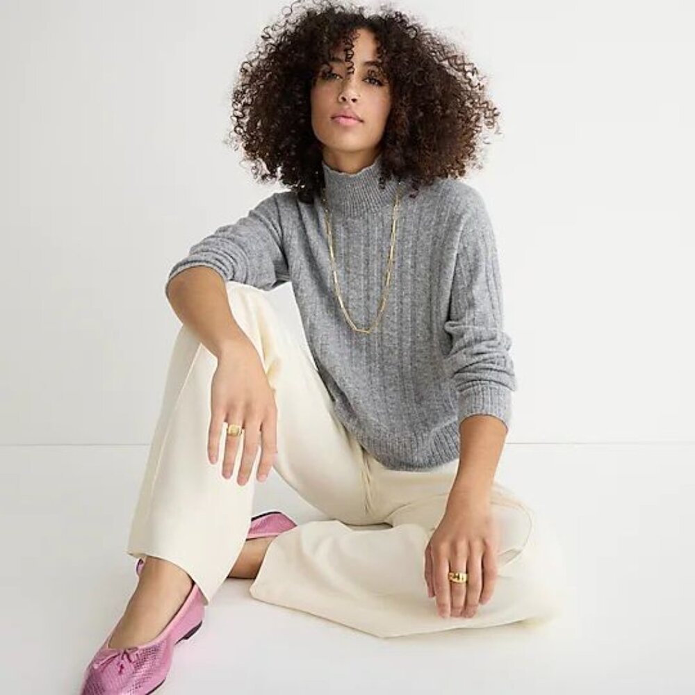 J Crew Ribbed mockneck sweater in Supersoft yarn